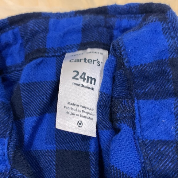 Carter’s & Joe Fresh Button-Down Long-Sleeve Shirts in Flannel Blue/Black/White - Picture 7 of 8